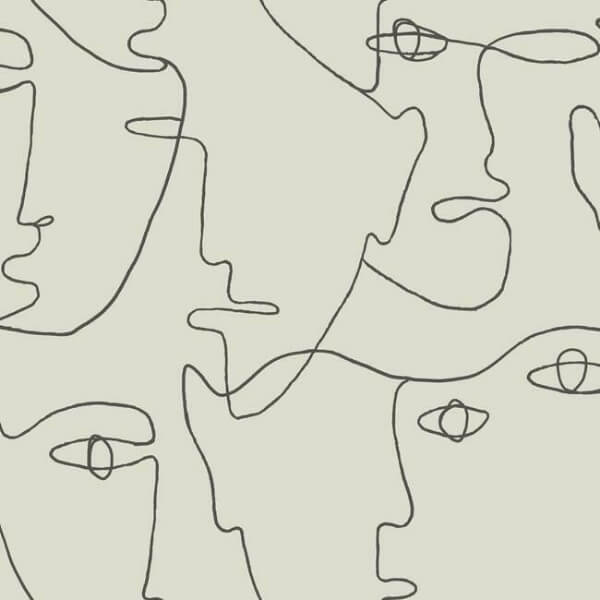 Pablo Portraits Linen & Charcoal Peel & Stick Wallpaper