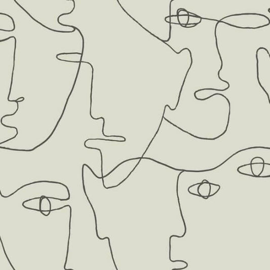 Pablo Portraits Linen & Charcoal Peel & Stick Wallpaper