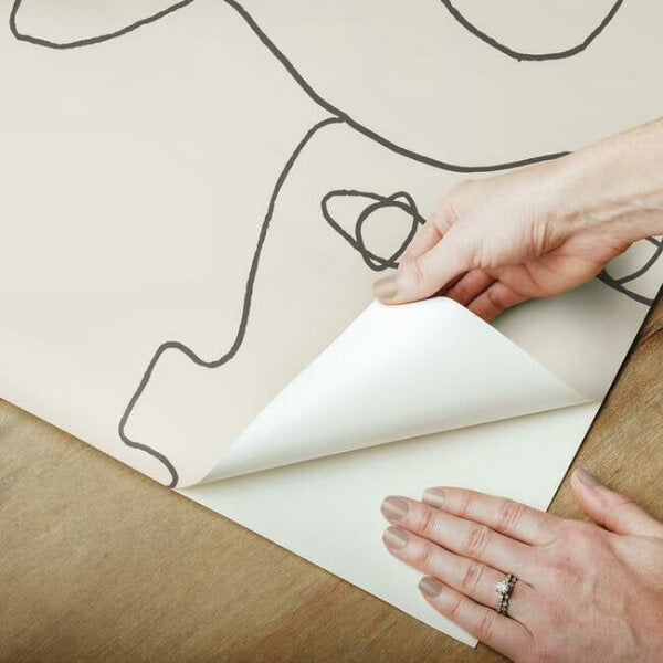 Pablo Portraits Linen & Charcoal Peel & Stick Wallpaper
