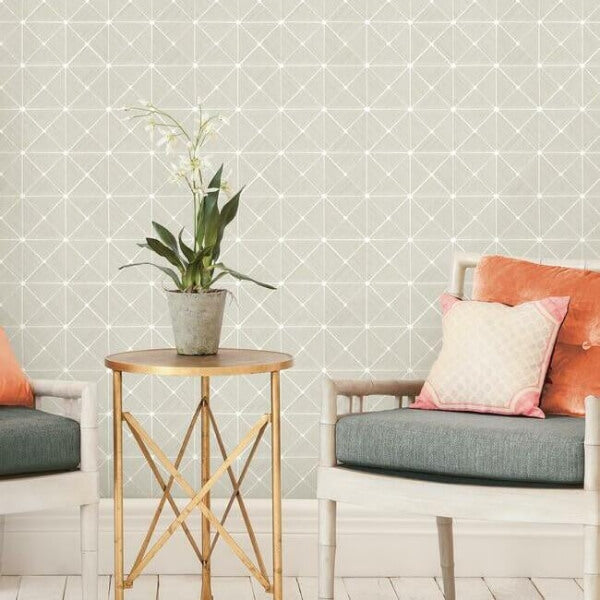 Double Diamonds Off White Peel & Stick Wallpaper