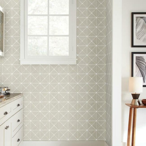 Double Diamonds Off White Peel & Stick Wallpaper