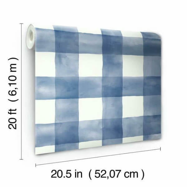 Checkmate Watercolor Plaid Blue Peel & Stick Wallpaper