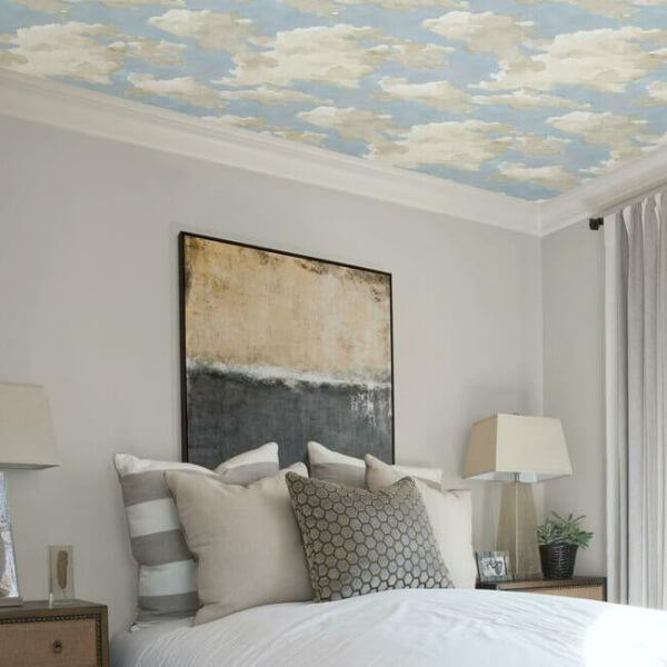 Clouds on Canvas Blue Peel & Stick Wallpaper