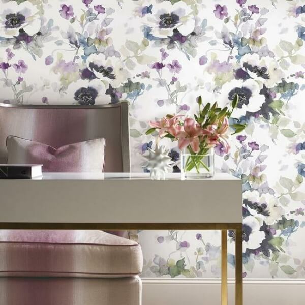 Garden Anemone Lilac & Green Peel & Stick Wallpaper