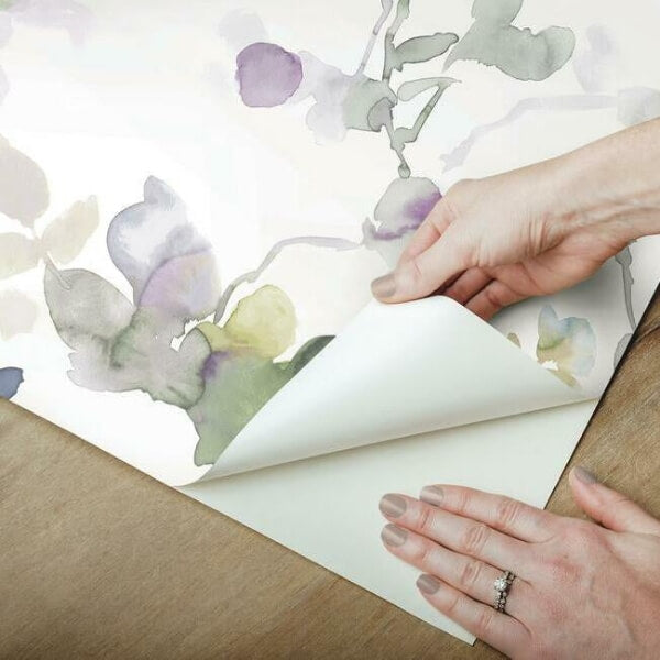 Garden Anemone Lilac & Green Peel & Stick Wallpaper