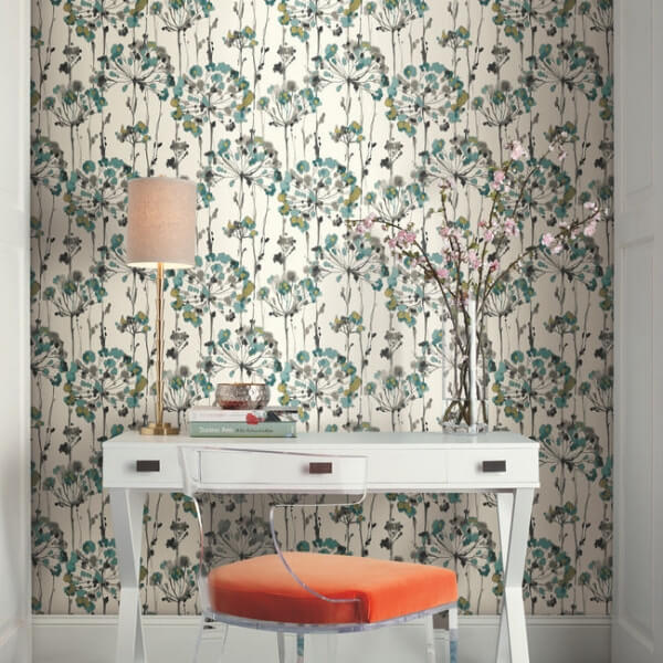 Flourish Turquoise Peel & Stick Wallpaper