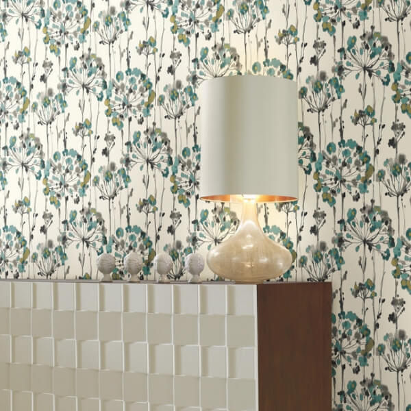 Flourish Turquoise Peel & Stick Wallpaper