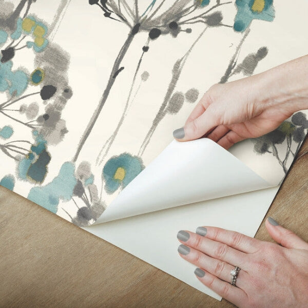 Flourish Turquoise Peel & Stick Wallpaper