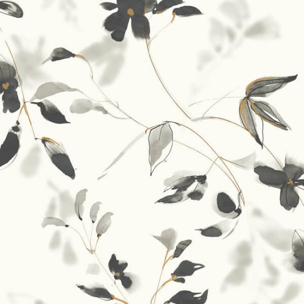 Linden Flower Black Peel & Stick Wallpaper