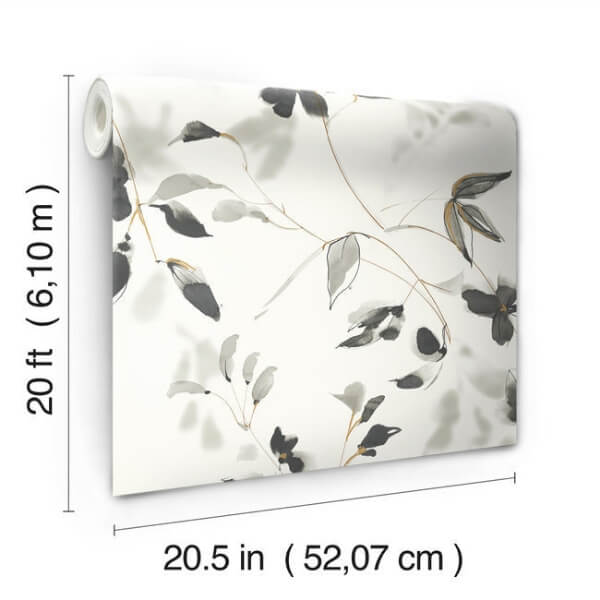 Linden Flower Black Peel & Stick Wallpaper