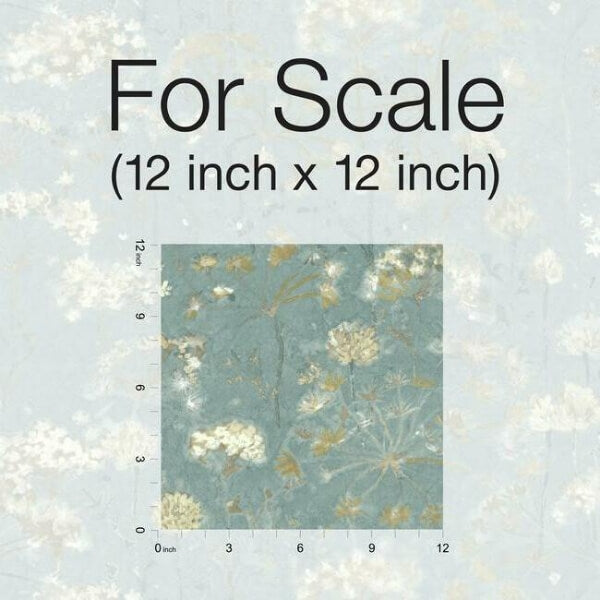 Botanical Fantasy Blue & Beige Peel & Stick Wallpaper