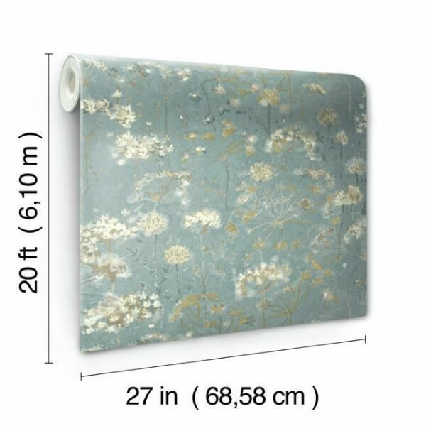 Botanical Fantasy Blue & Beige Peel & Stick Wallpaper