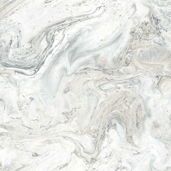 Oil & Marble White & Grey Peel & Stick Wallpaper
