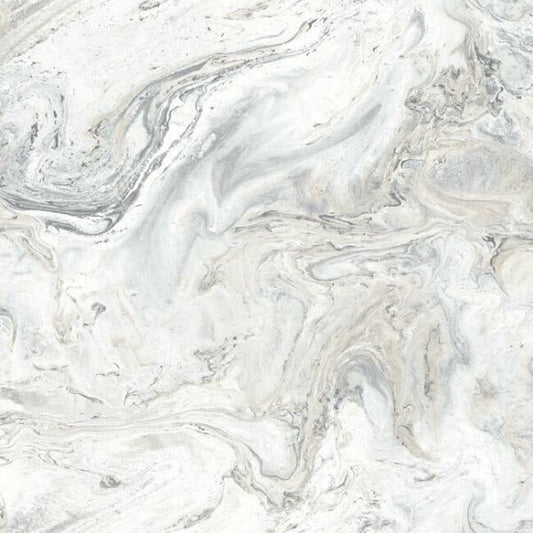Oil & Marble White & Grey Peel & Stick Wallpaper
