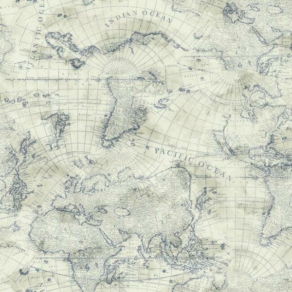 Coastal Map Blue & Beige Peel & Stick Wallpaper