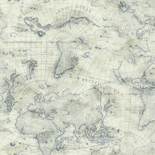 Coastal Map Blue & Beige Peel & Stick Wallpaper