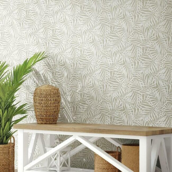 Oahu Fronds Off White Peel & Stick Wallpaper