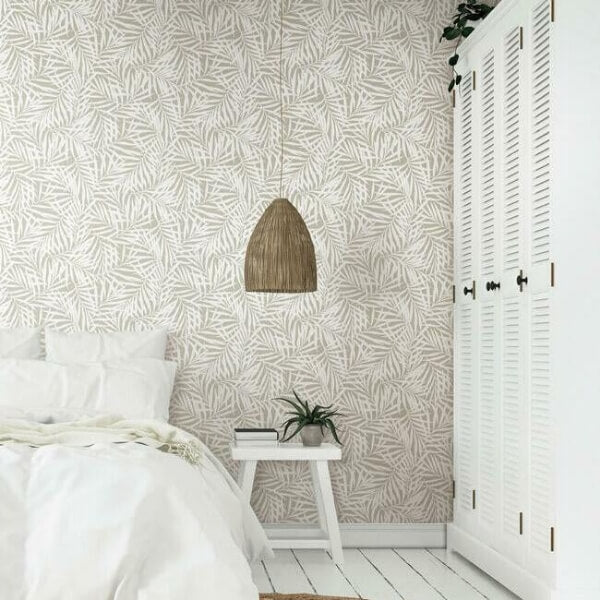 Oahu Fronds Off White Peel & Stick Wallpaper