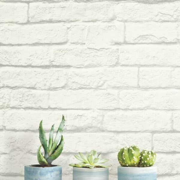Magnolia Home Brick & Mortar White Peel & Stick Wallpaper