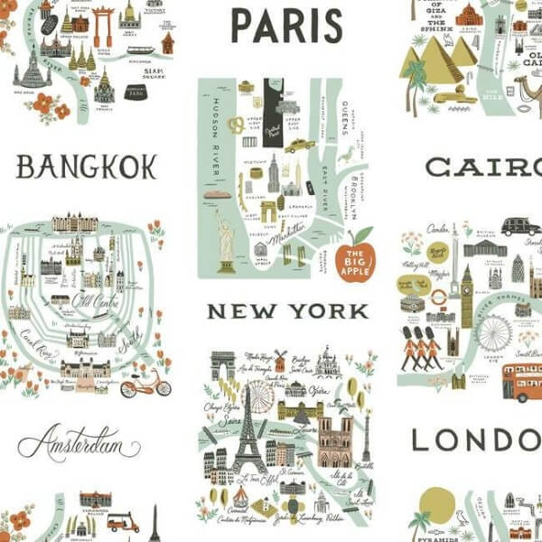 City Maps Mint Peel & Stick Wallpaper