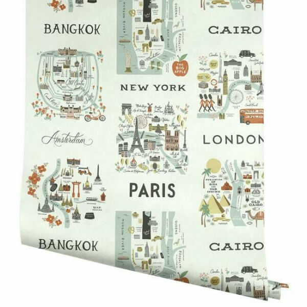 City Maps Mint Peel & Stick Wallpaper
