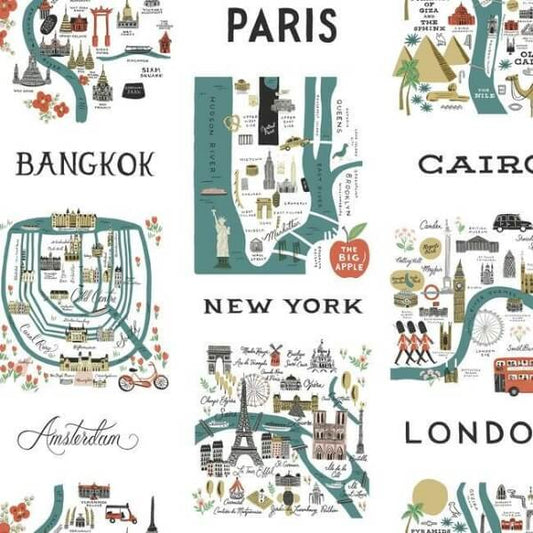 City Maps Blue & Red Peel & Stick Wallpaper