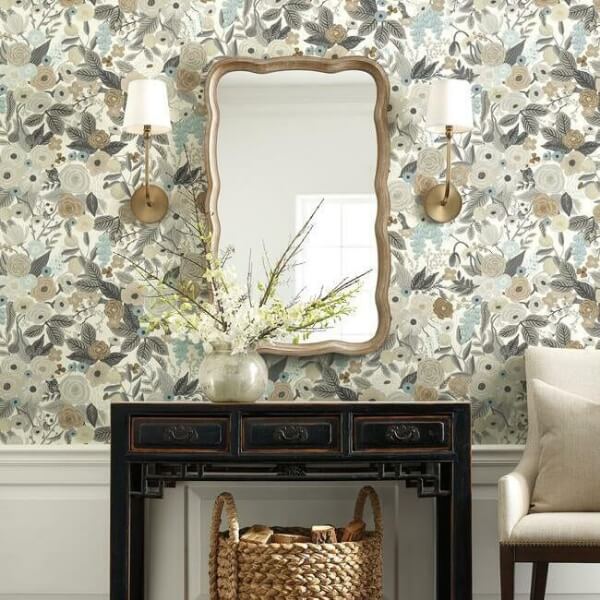 Garden Party Off White & Brown Peel & Stick Wallpaper