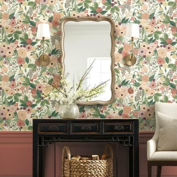 Garden Party Burgundy Peel & Stick Wallpaper