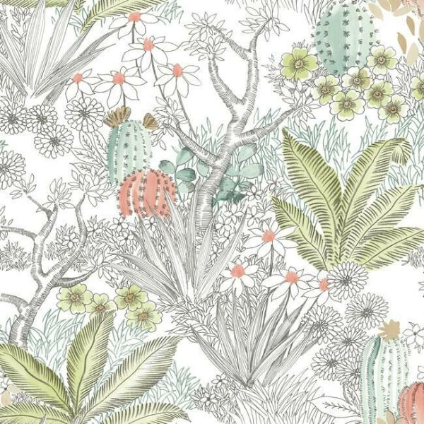 Flowering Desert Grey Peel & Stick Wallpaper