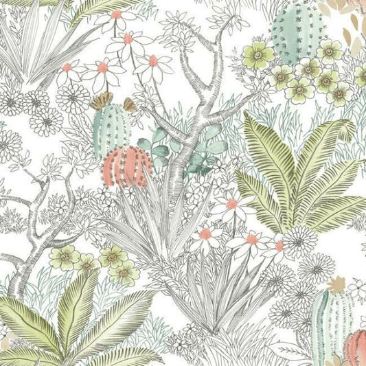 Flowering Desert Grey Peel & Stick Wallpaper