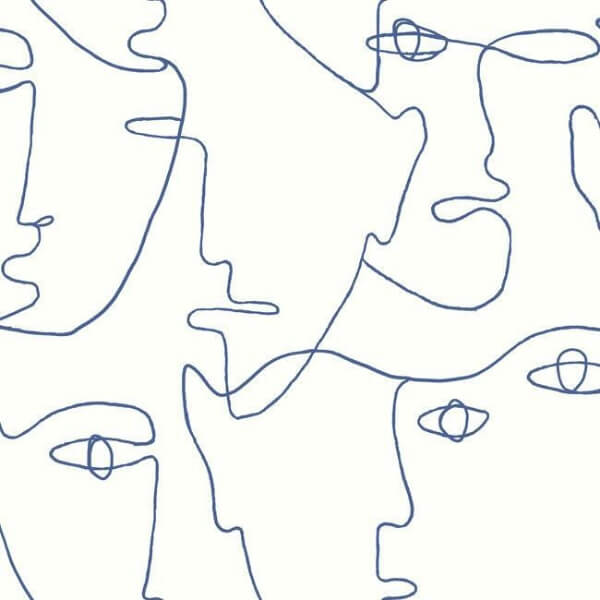 Pablo Portraits Blue Peel & Stick Wallpaper