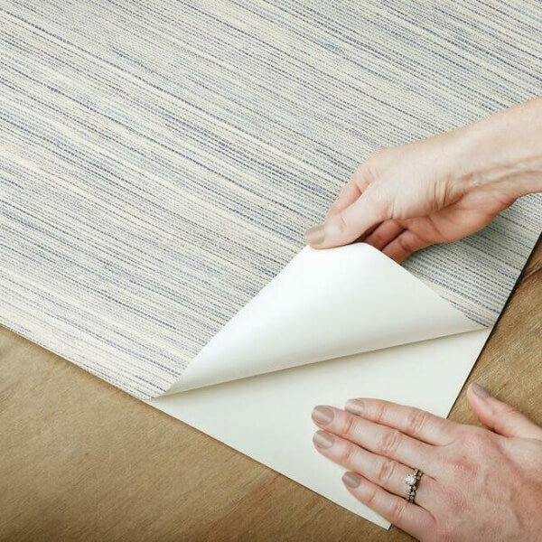 Cattail Weave Blue Peel & Stick Wallpaper