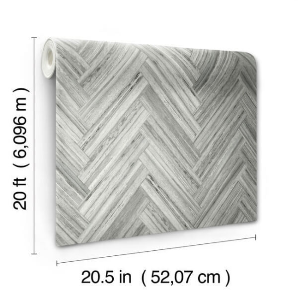 Hermosa Herringbone Grey Peel & Stick Wallpaper