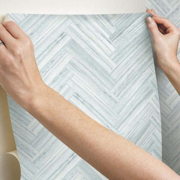 Hermosa Herringbone Blue Peel & Stick Wallpaper