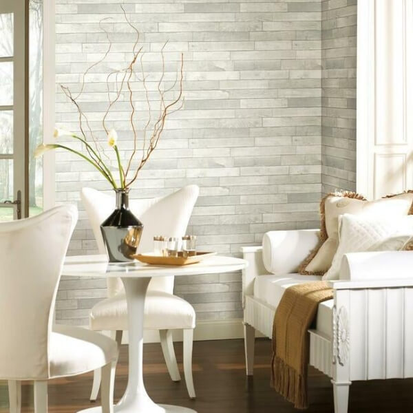 Warehouse Planks White Peel & Stick Wallpaper