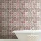 Encaustic Tile Red Peel & Stick Wallpaper