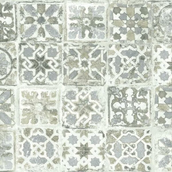 Ecaustic Tile Grey Peel & Stick Wallpaper