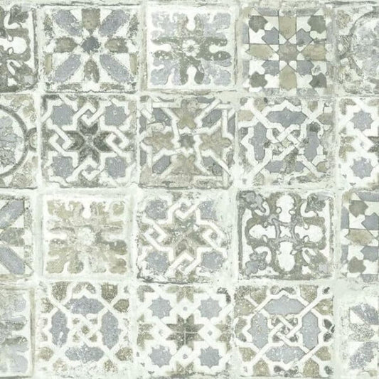 Ecaustic Tile Grey Peel & Stick Wallpaper