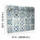 Encaustic Tile Blue Peel & Stick Wallpaper