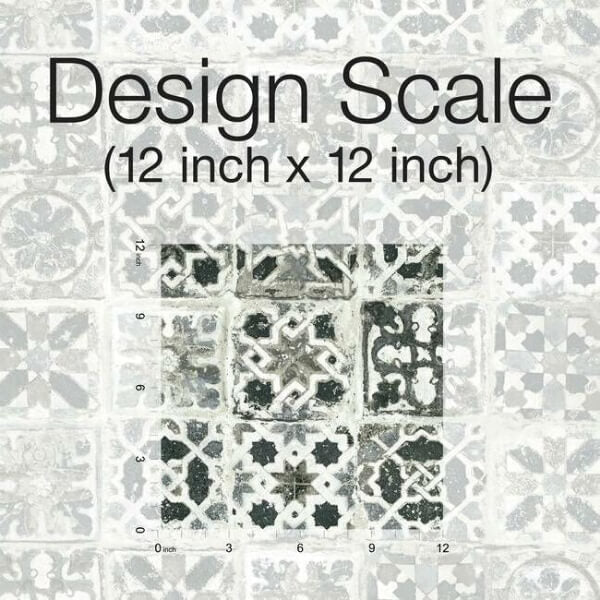 Encaustic Tile Black Peel & Stick Wallpaper