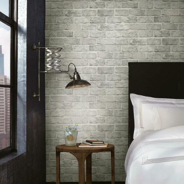 Stretcher Brick Grey Peel & Stick Wallpaper