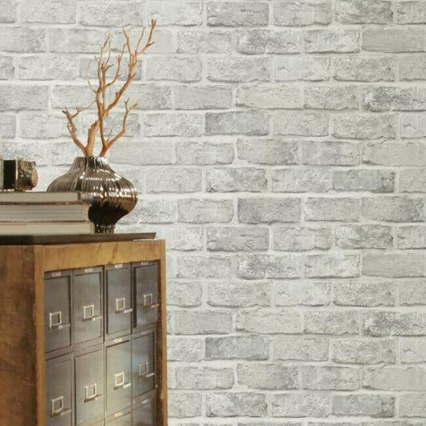 Stretcher Brick Grey Peel & Stick Wallpaper