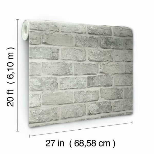 Stretcher Brick Grey Peel & Stick Wallpaper