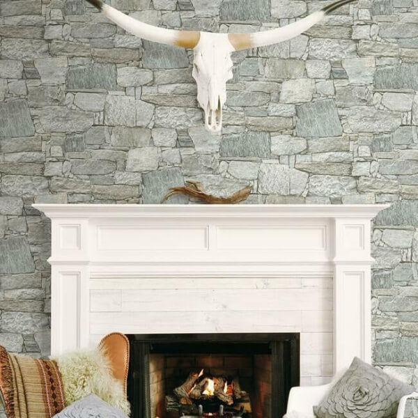 Chateau Stone Grey & Beige Peel & Stick Wallpaper