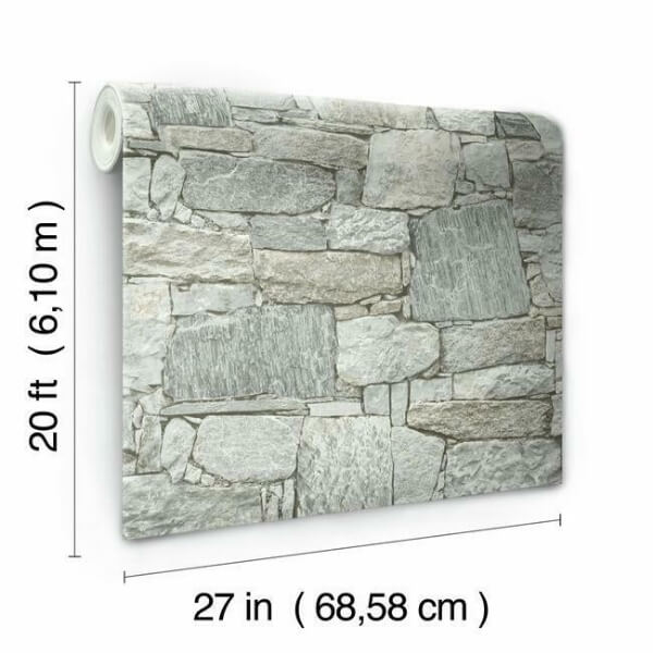 Chateau Stone Grey & Beige Peel & Stick Wallpaper