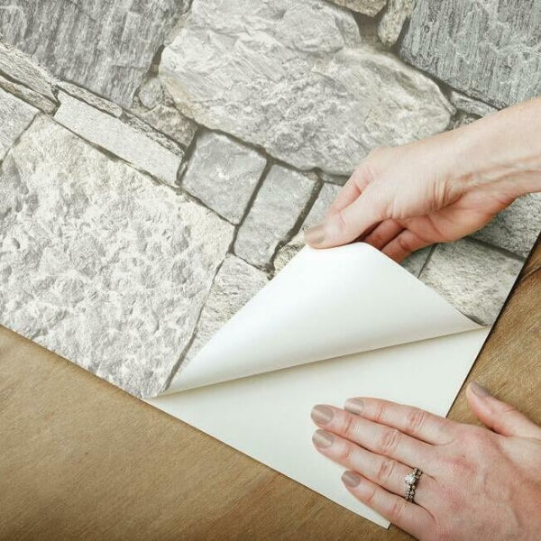 Chateau Stone Grey & Beige Peel & Stick Wallpaper