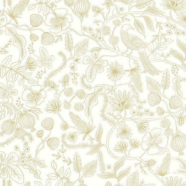 Aviary Off White & Gold Peel & Stick Wallpaper
