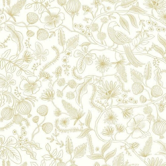 Aviary Off White & Gold Peel & Stick Wallpaper