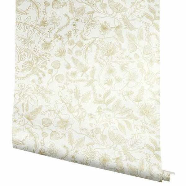 Aviary Off White & Gold Peel & Stick Wallpaper