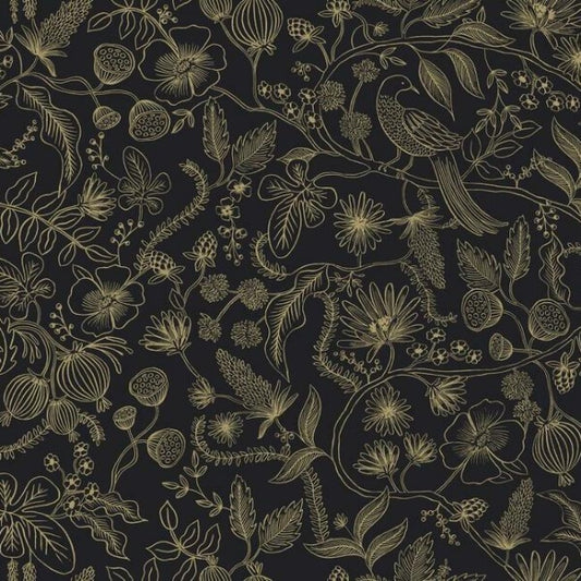 Aviary Black & Gold Peel & Stick Wallpaper